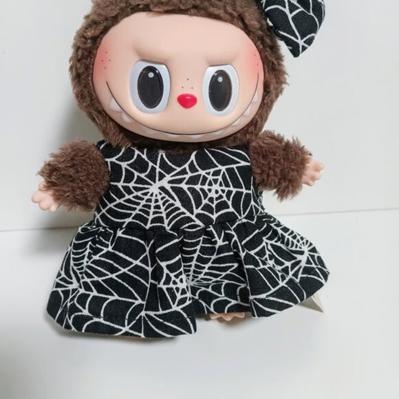 Custom Labubu Halloween Spider Web Dress and Matching Bow - Picture 2 of 6